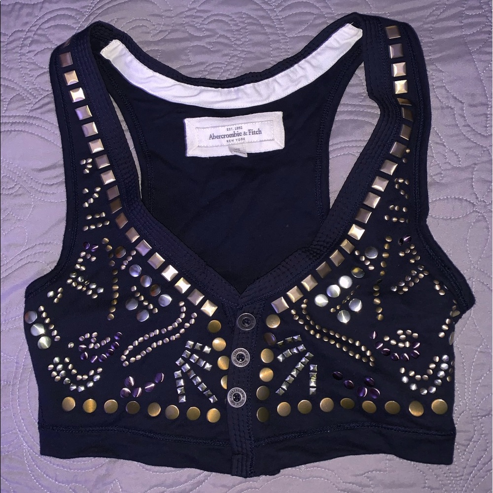 Abercrombie Crop Bedazzled Vest